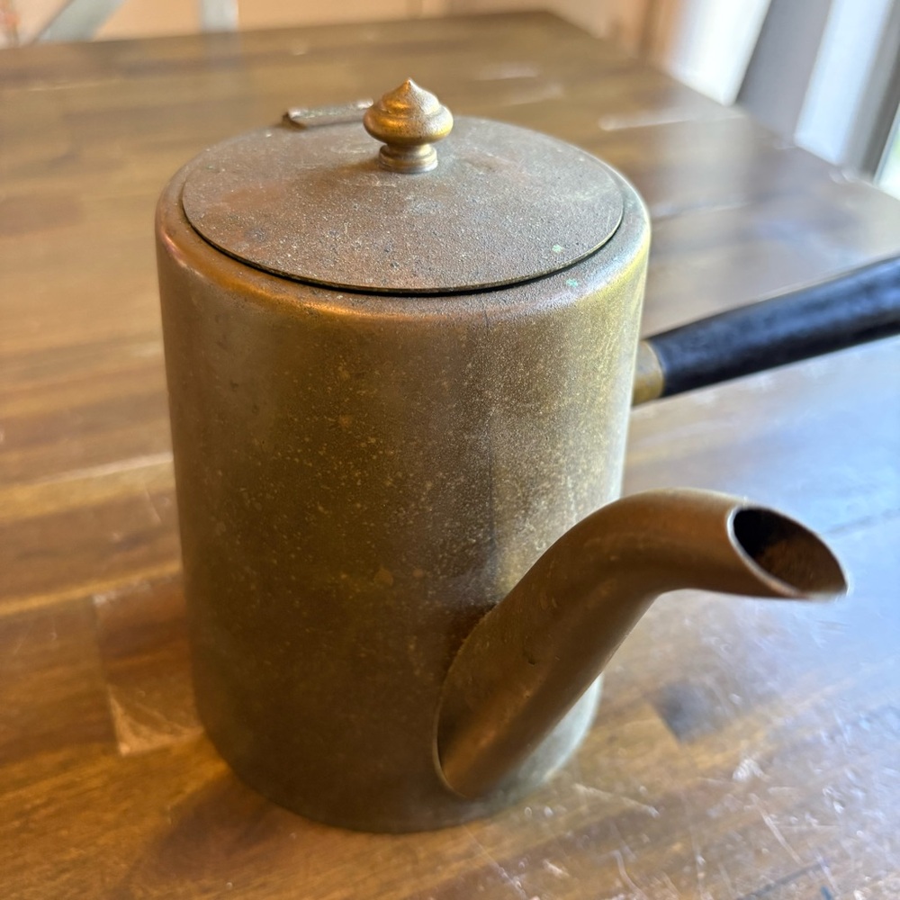 Vintage Turkish Style Brass Tea Pot Mid Century Modern Brass Server Coffee - Picture 4 of 8